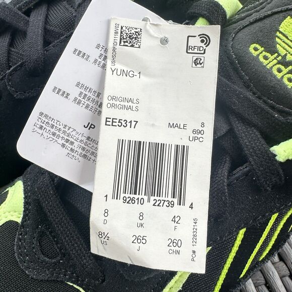 Adidas Yung-1 Black Hi Res Yellow Men\'s Athletic Shoes EE5317 Size 8.5 main image 2